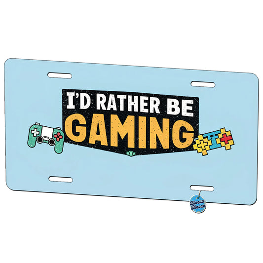 I D Rather Be Gaming Metal Vanity Novelty Tag License Plate for Trucks Cars SUVs