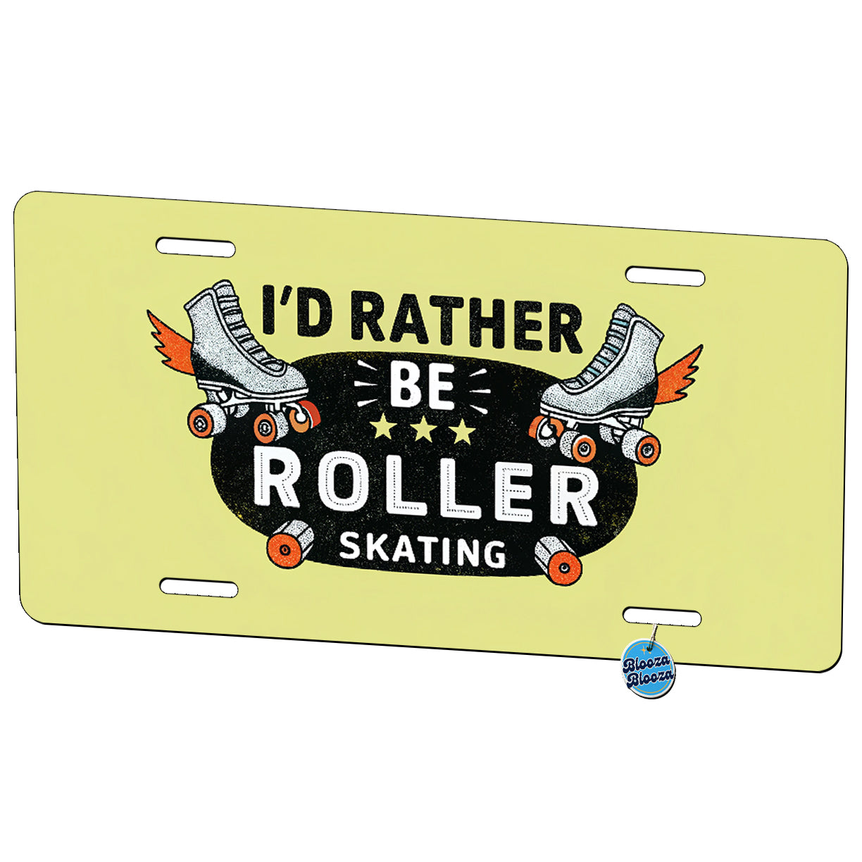 I D Rather Be Roller Skating Metal Vanity Novelty Tag License Plate for Trucks Cars SUVs
