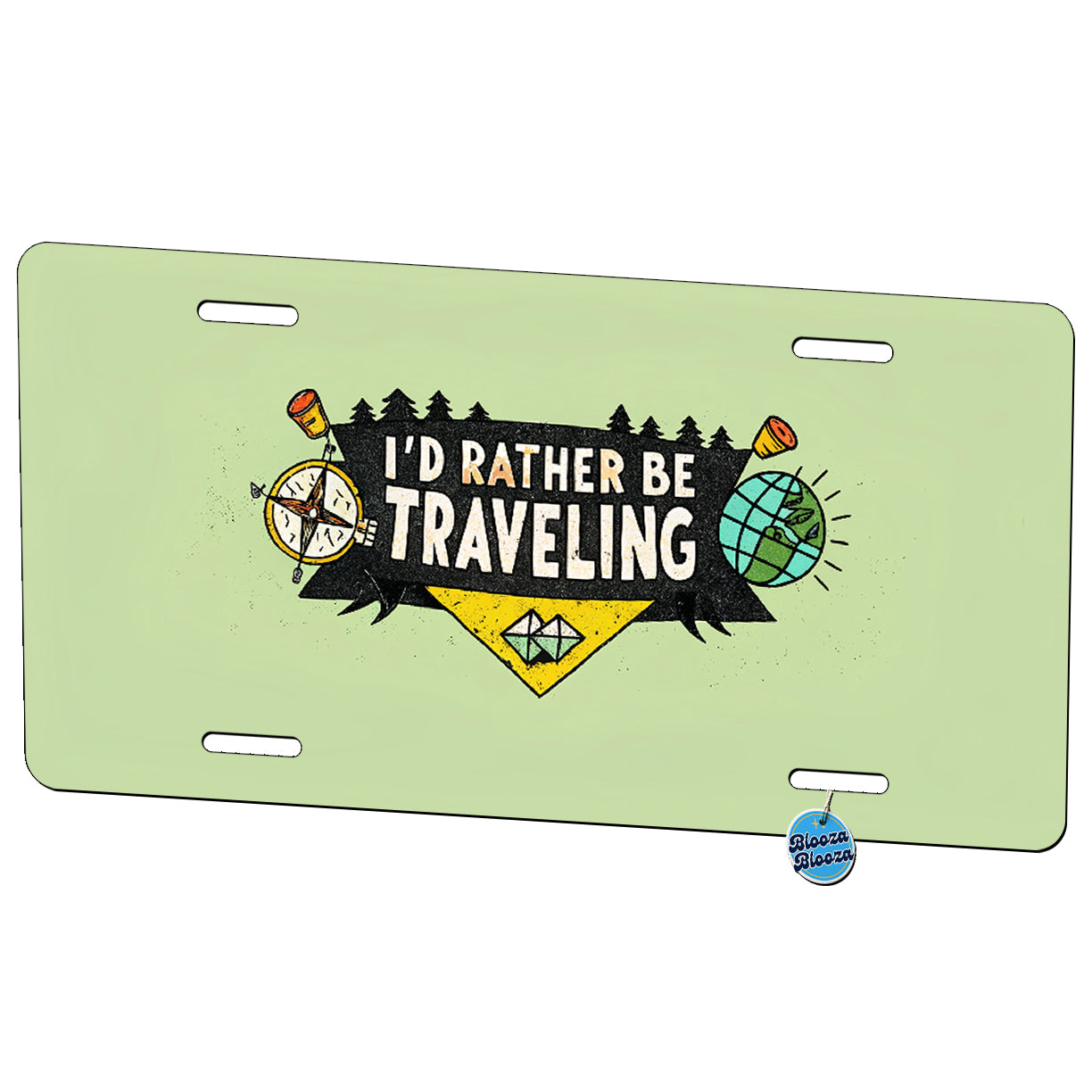 I D Rather Be Traveling Metal Vanity Novelty Tag License Plate for Trucks Cars SUVs