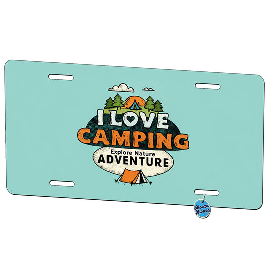 I Love Camping Metal Vanity Novelty Tag License Plate for Trucks Cars SUVs