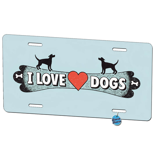 I Love Dogs Metal Vanity Novelty Tag License Plate for Trucks Cars SUVs
