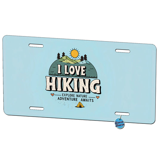 I Love Hiking Metal Vanity Novelty Tag License Plate for Trucks Cars SUVs