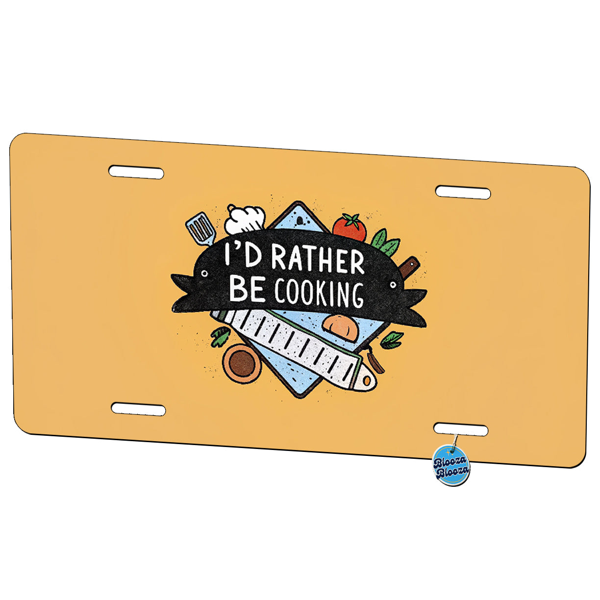 I'd Rather Be Cooking Chef Food Metal Vanity Novelty Tag License Plate for Trucks Cars SUVs