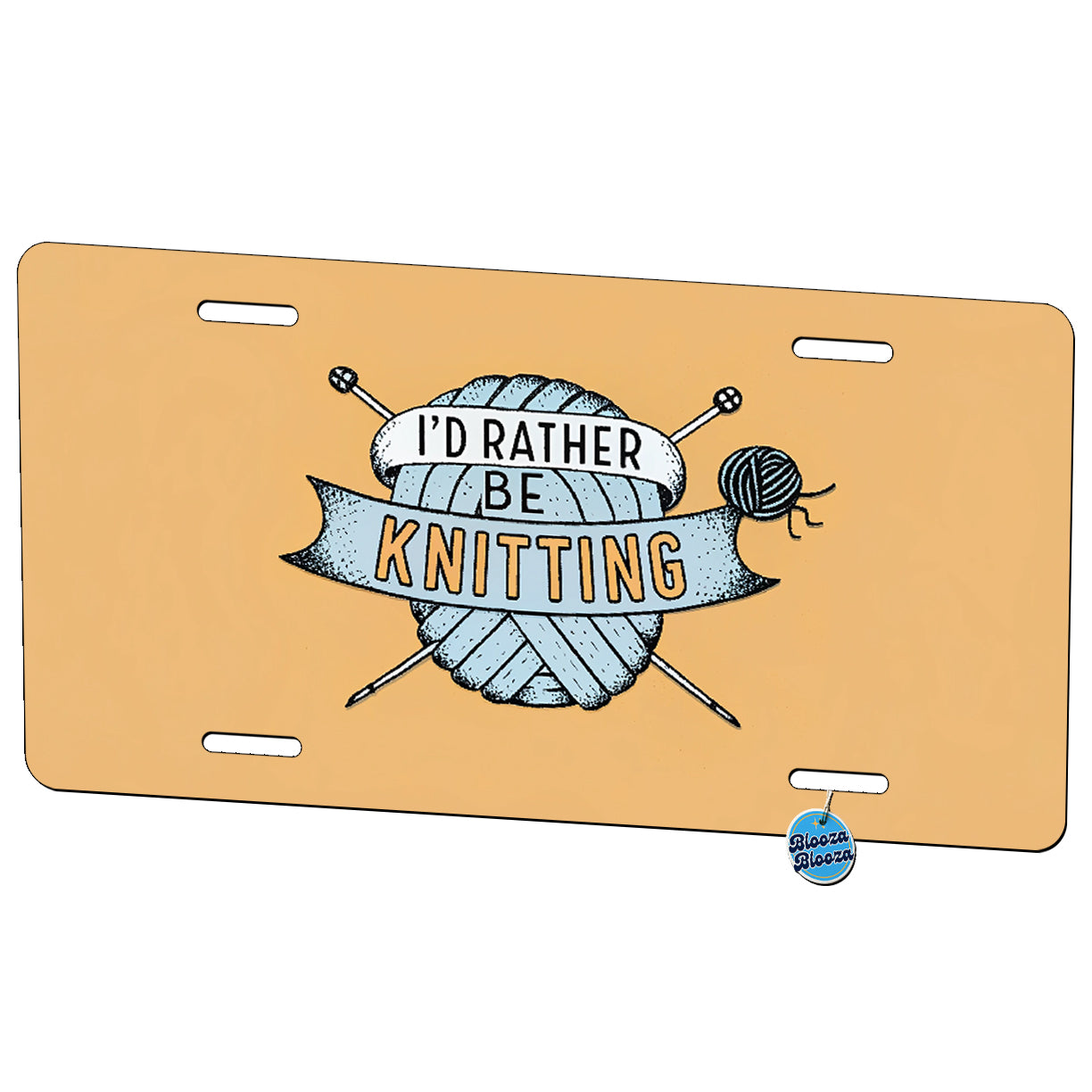 I'd Rather Be Knitting Yarn Knitter Metal Vanity Novelty Tag License Plate for Trucks Cars SUVs