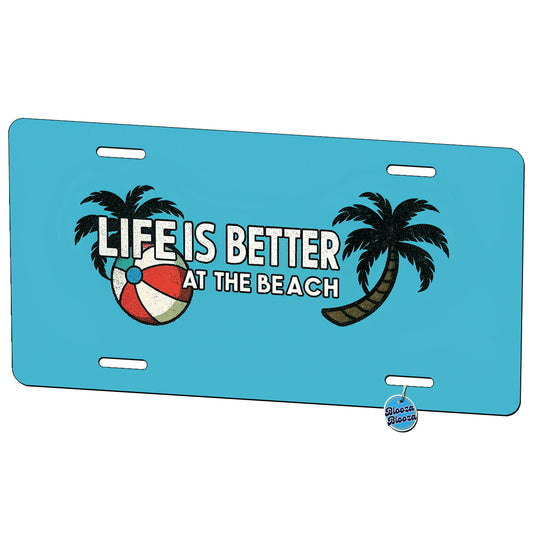 Life Is Better At The Beach Palm Trees Tropical Metal Vanity Novelty Tag License Plate for Trucks Cars SUVs