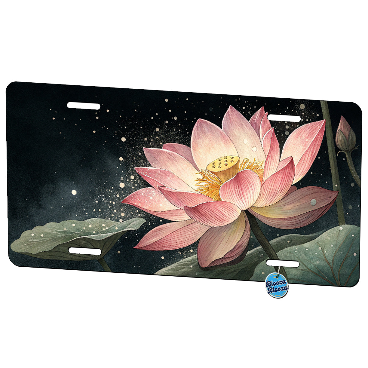 Lotus Flower On Dark Background Metal Vanity Novelty Tag License Plate for Trucks Cars SUVs