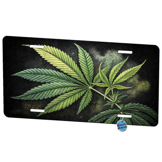 Marijuana Leaves Dark Background Metal Vanity Novelty Tag License Plate for Trucks Cars SUVs