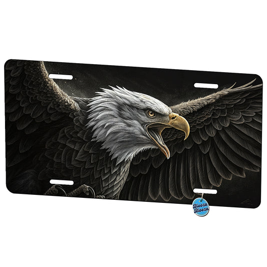 Menacing Bald Eagle Dark Background Metal Vanity Novelty Tag License Plate for Trucks Cars SUVs