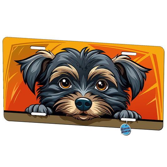 Peeking Affenpinscher Dog Metal Vanity Novelty Tag License Plate for Trucks Cars SUVs