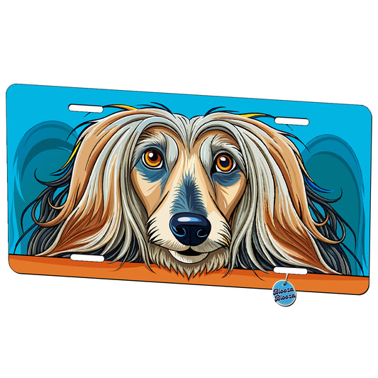 Peeking Afghan Hound Dog Metal Vanity Novelty Tag License Plate for Trucks Cars SUVs