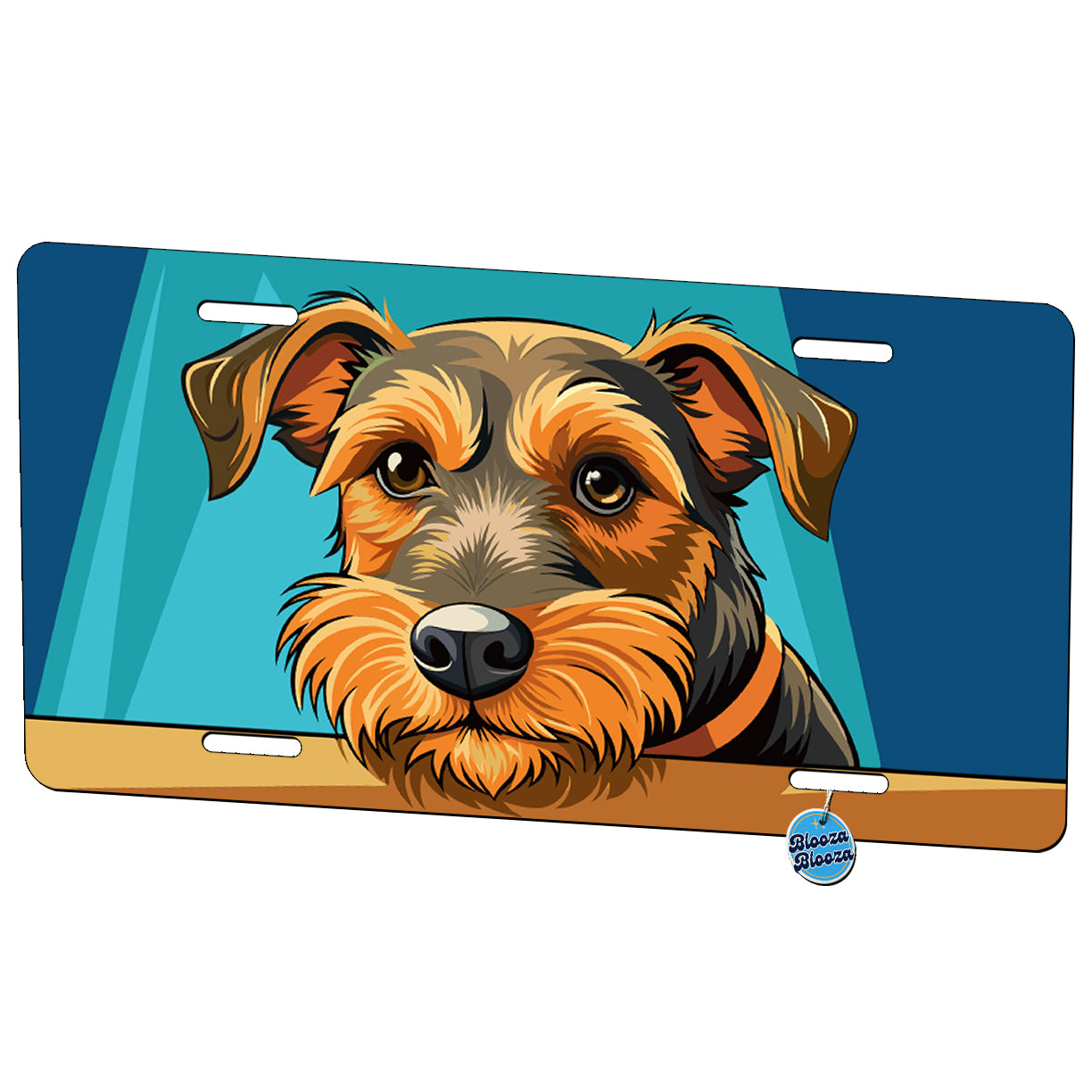 Peeking Airedale Terrier Dog Metal Vanity Novelty Tag License Plate for Trucks Cars SUVs