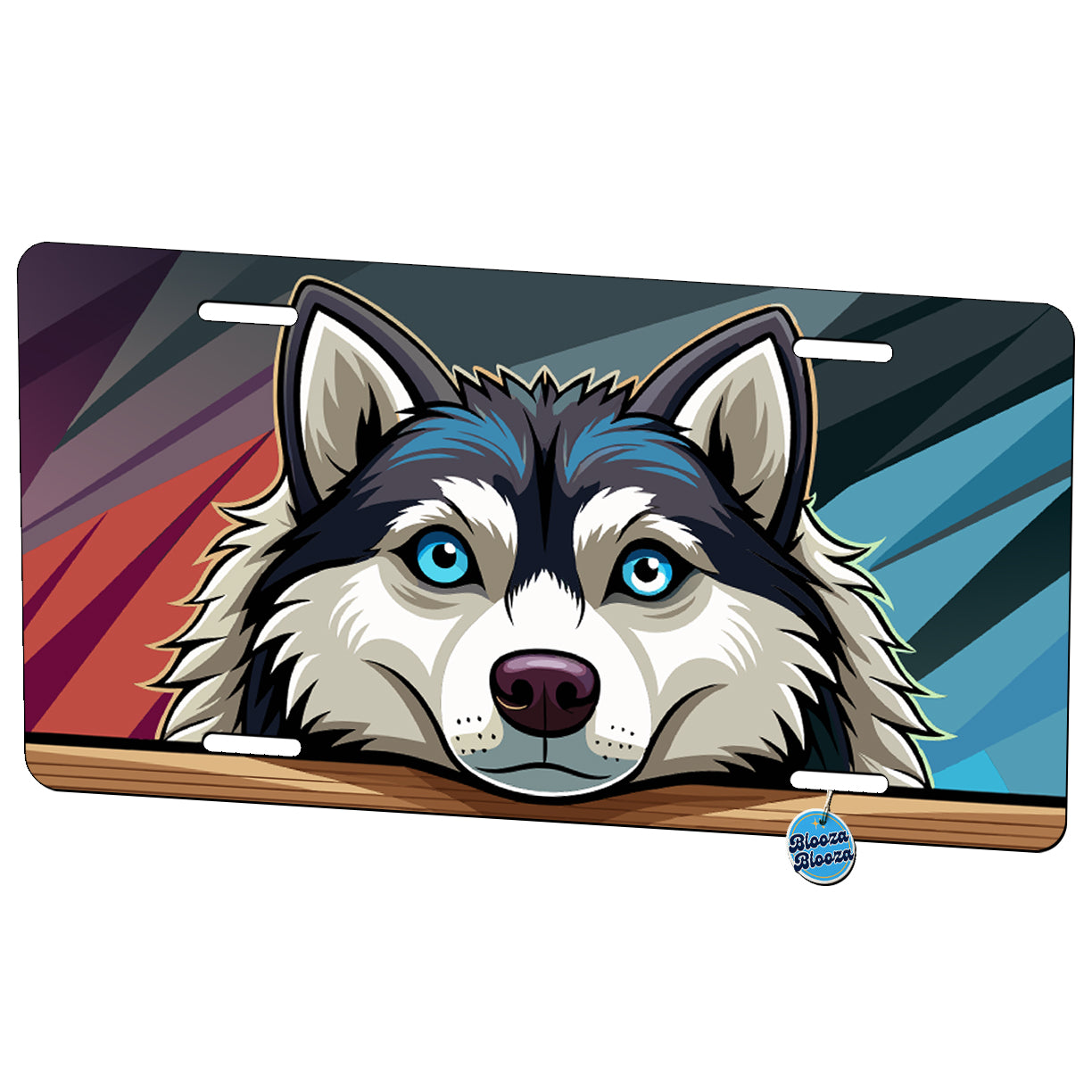 Peeking Alaskan Malamute Dog Metal Vanity Novelty Tag License Plate for Trucks Cars SUVs