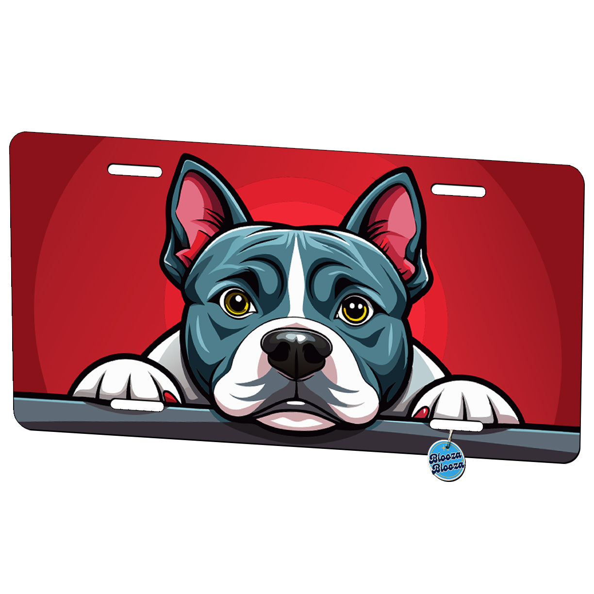 Peeking American Staffordshire Terrier Dog Metal Vanity Novelty Tag License Plate for Trucks Cars SUVs
