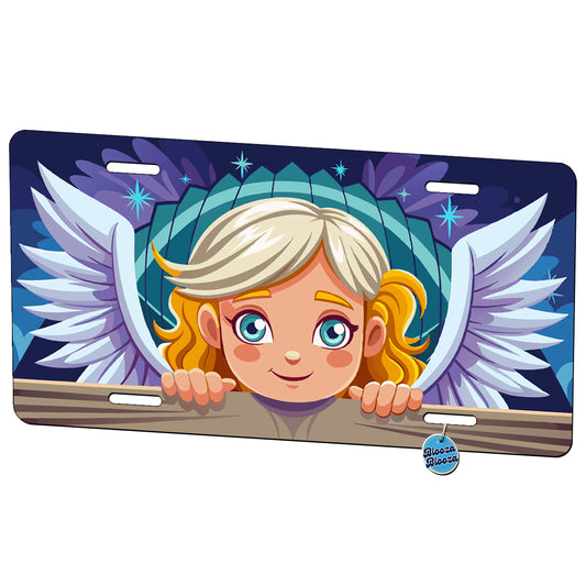 Peeking Angel Metal Vanity Novelty Tag License Plate for Trucks Cars SUVs