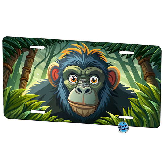 Peeking Ape Gorilla Monkey Metal Vanity Novelty Tag License Plate for Trucks Cars SUVs