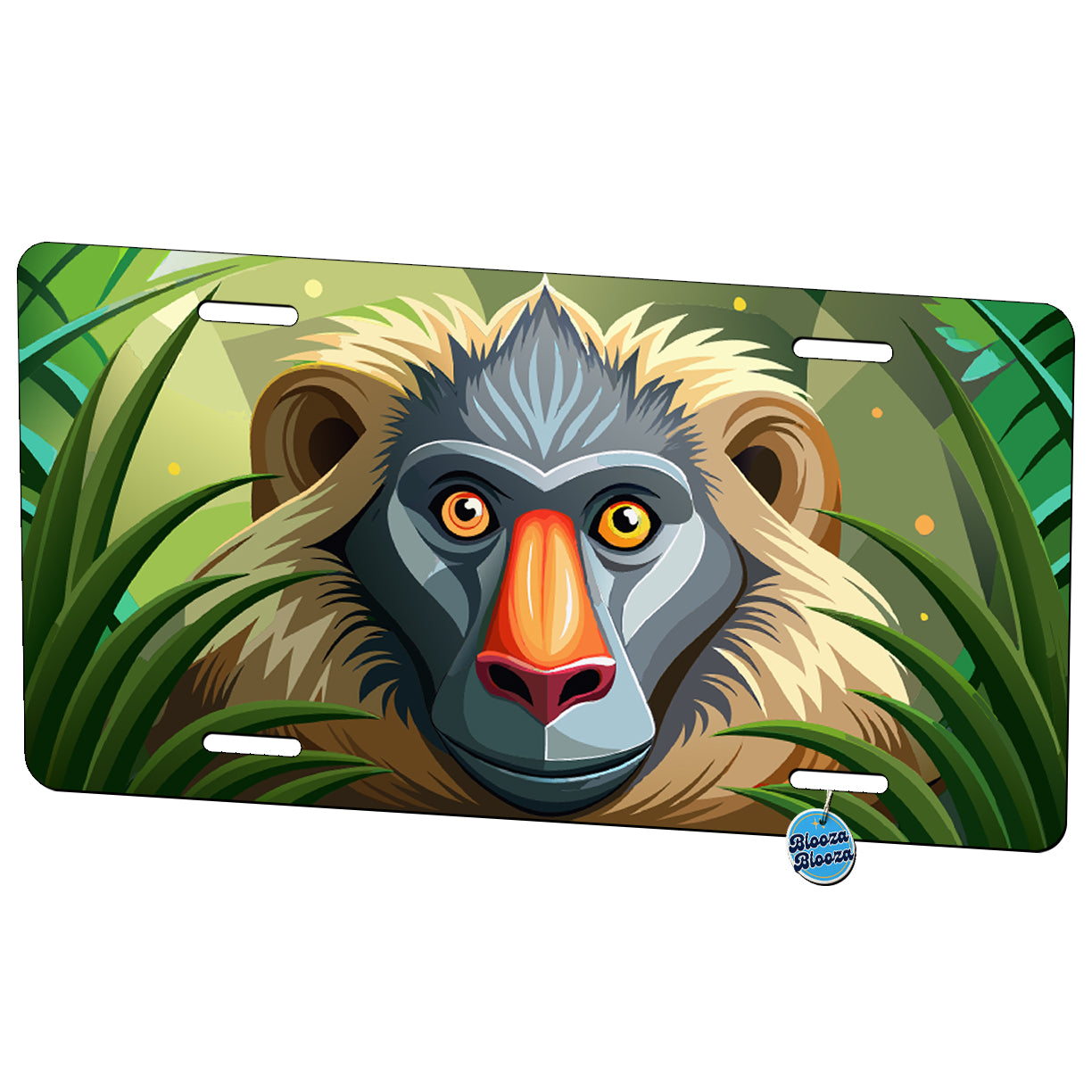 Peeking Baboon Monkey Metal Vanity Novelty Tag License Plate for Trucks Cars SUVs