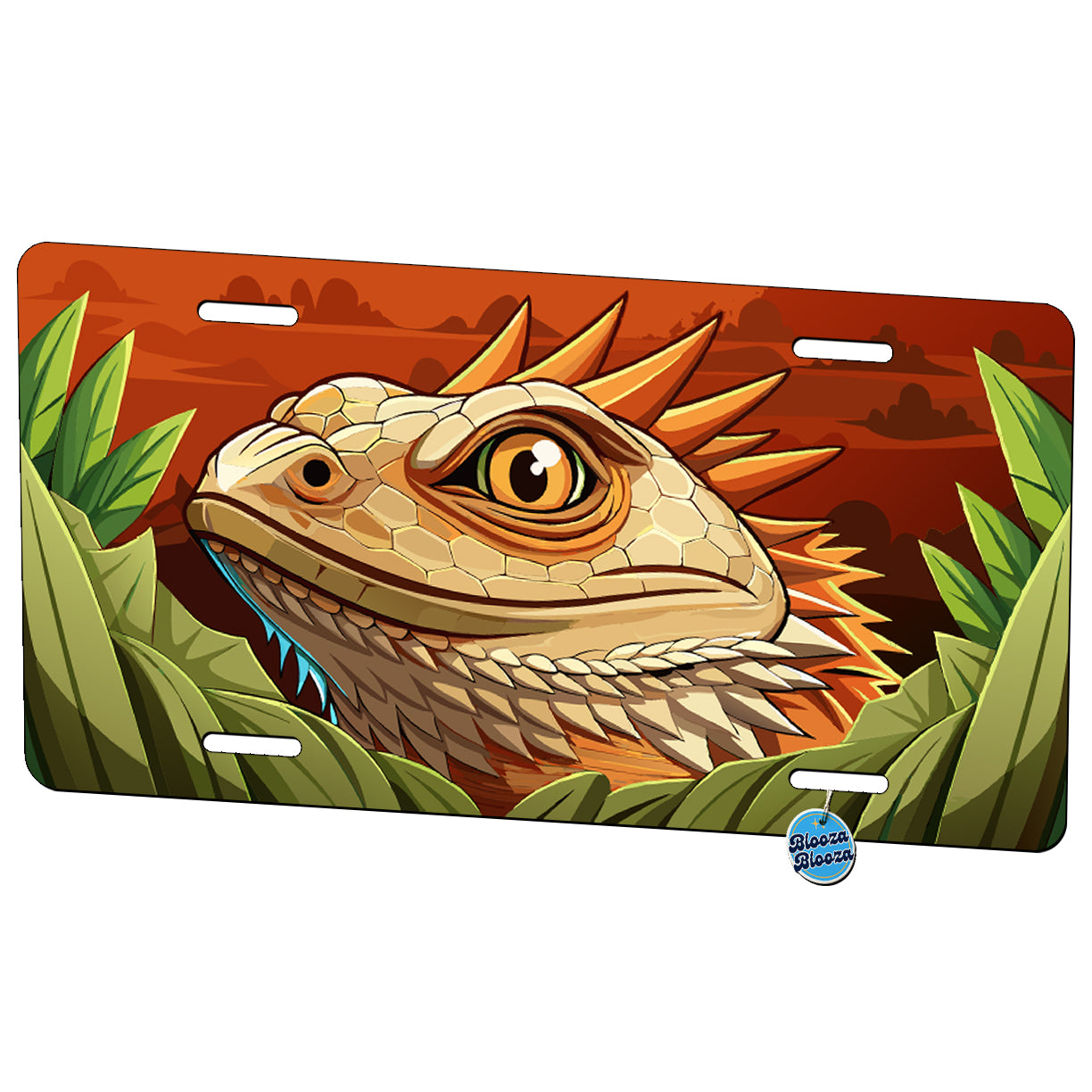 Peeking Bearded Dragon Metal Vanity Novelty Tag License Plate for Trucks Cars SUVs