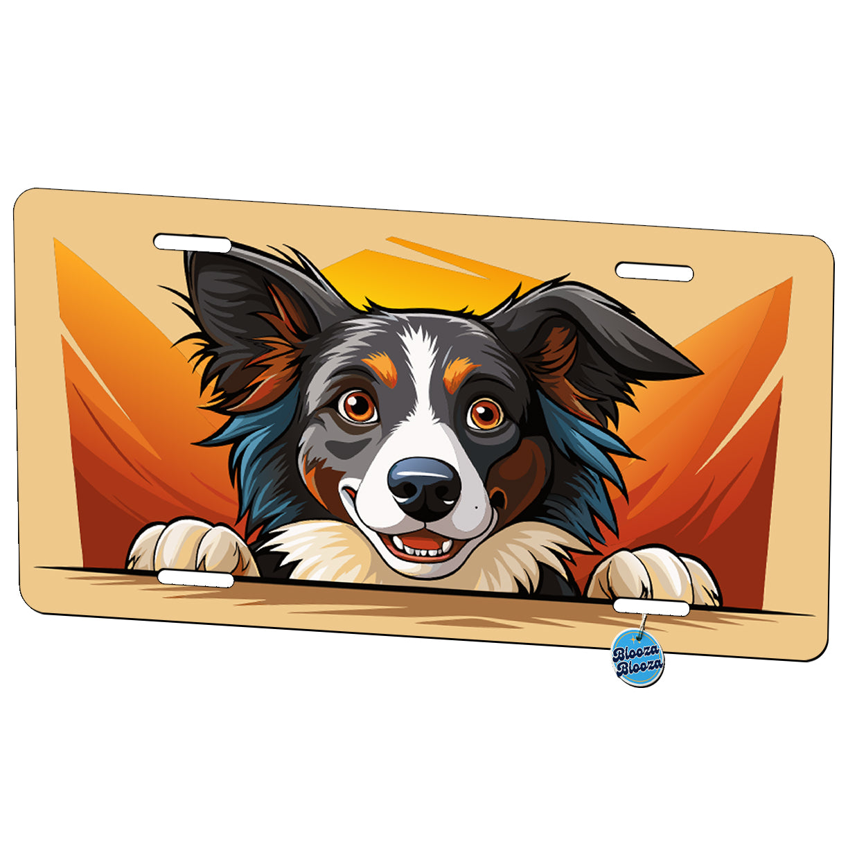 Peeking Border Collie Dog Metal Vanity Novelty Tag License Plate for Trucks Cars SUVs