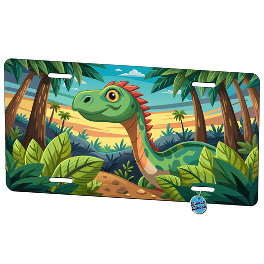 Peeking Brontosaurus Dinosaur Metal Vanity Novelty Tag License Plate for Trucks Cars SUVs