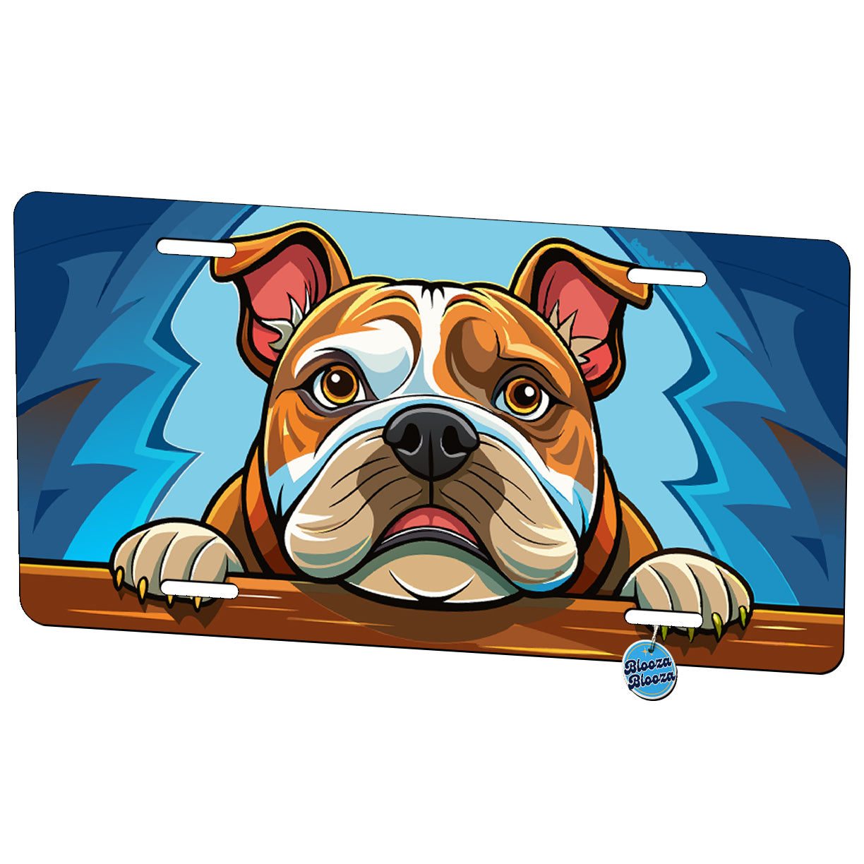 Peeking Bulldog Dog Metal Vanity Novelty Tag License Plate for Trucks Cars SUVs