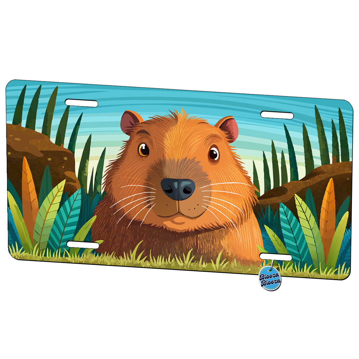 Peeking Capybara Metal Vanity Novelty Tag License Plate for Trucks Cars SUVs