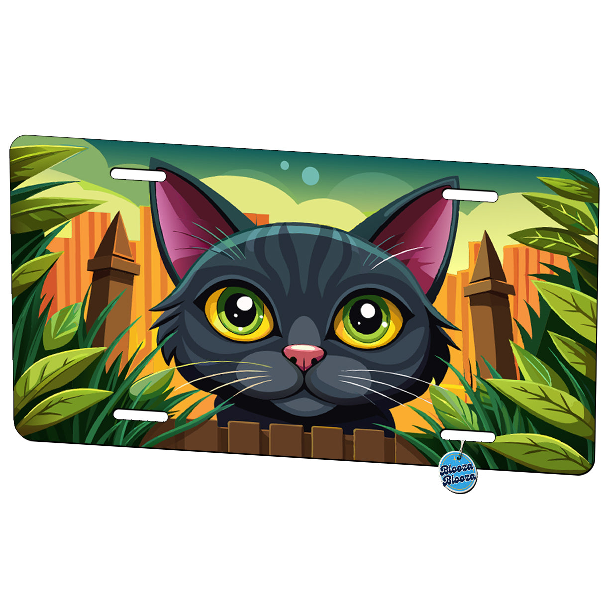 Peeking Cat Gray Metal Vanity Novelty Tag License Plate for Trucks Cars SUVs