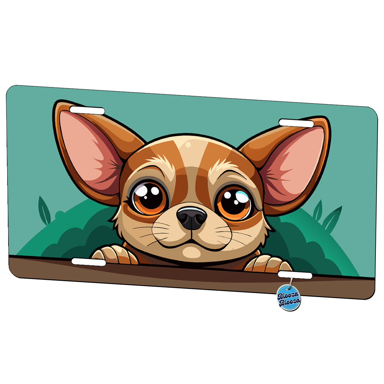 Peeking Chihuahua Dog Metal Vanity Novelty Tag License Plate for Trucks Cars SUVs