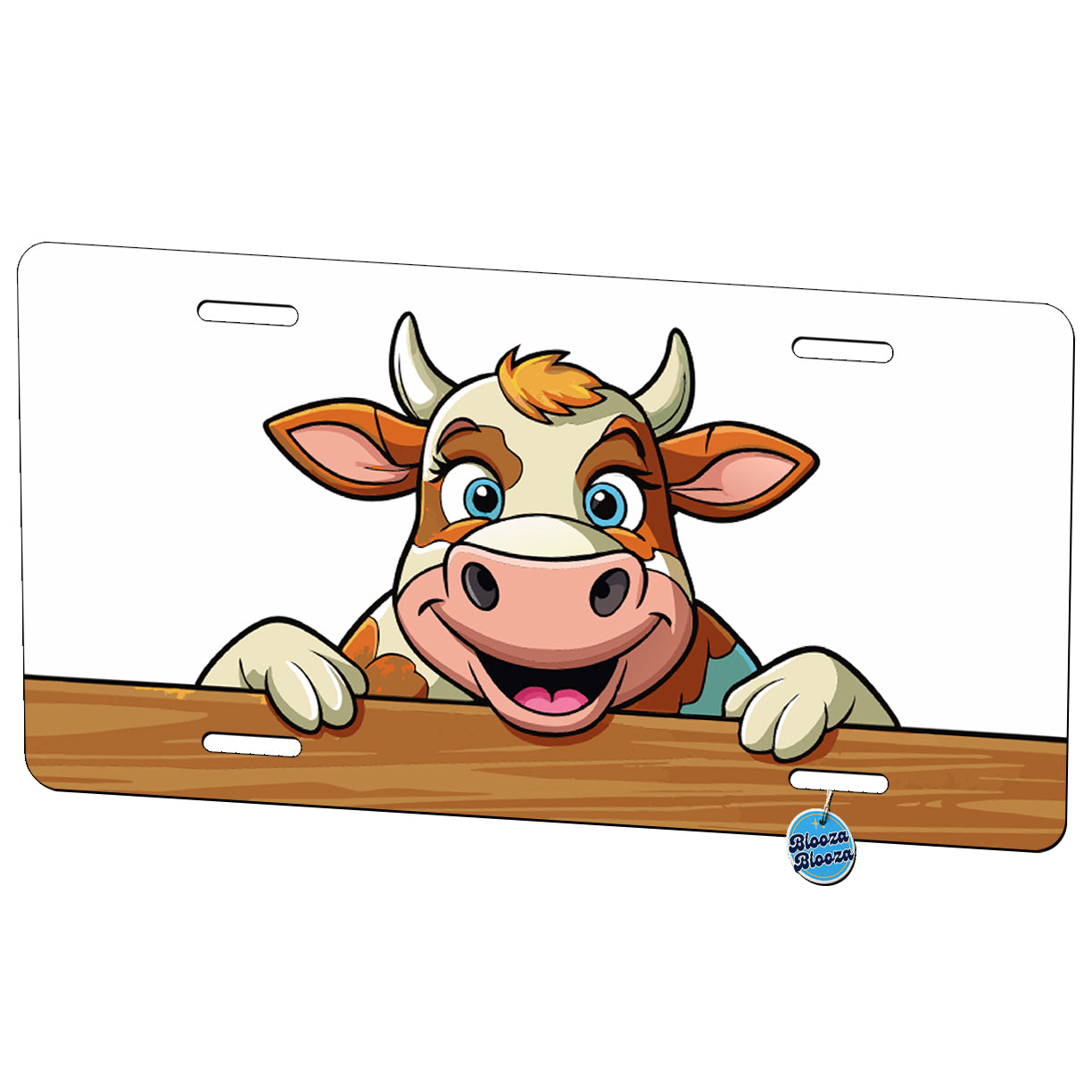 Peeking Cow Metal Vanity Novelty Tag License Plate for Trucks Cars SUVs