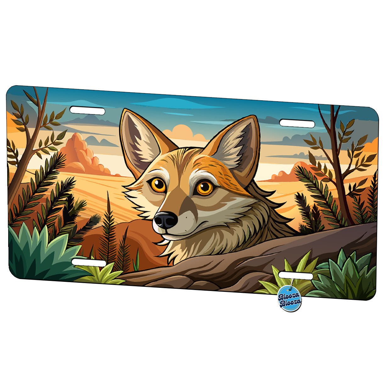 Peeking Coyote Metal Vanity Novelty Tag License Plate for Trucks Cars SUVs