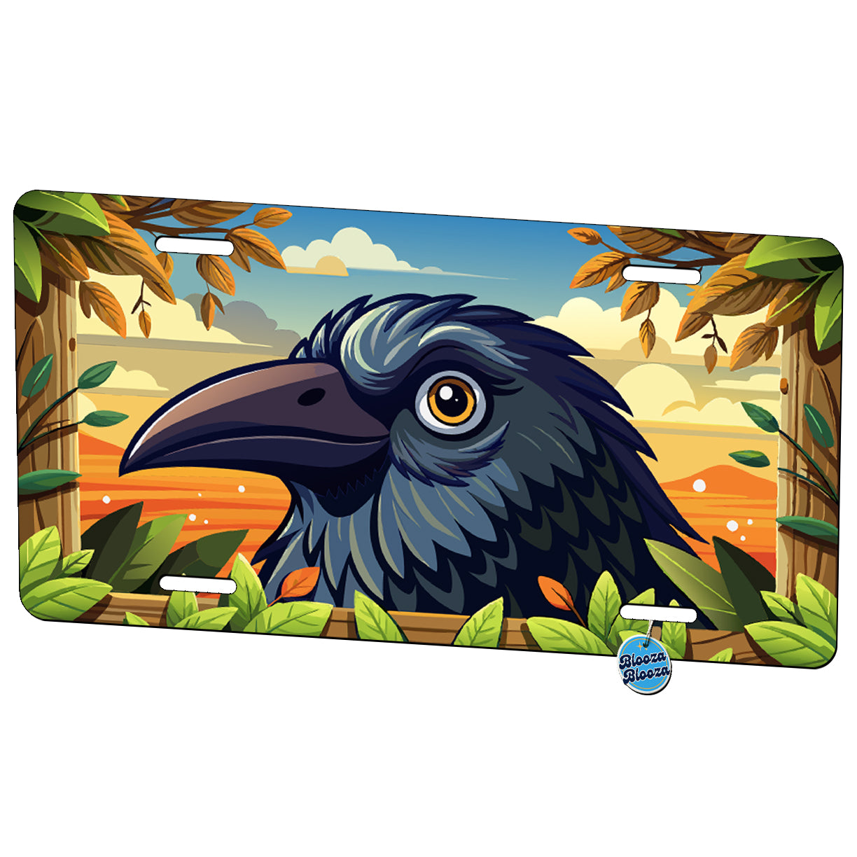 Peeking Crow Bird Metal Vanity Novelty Tag License Plate for Trucks Cars SUVs
