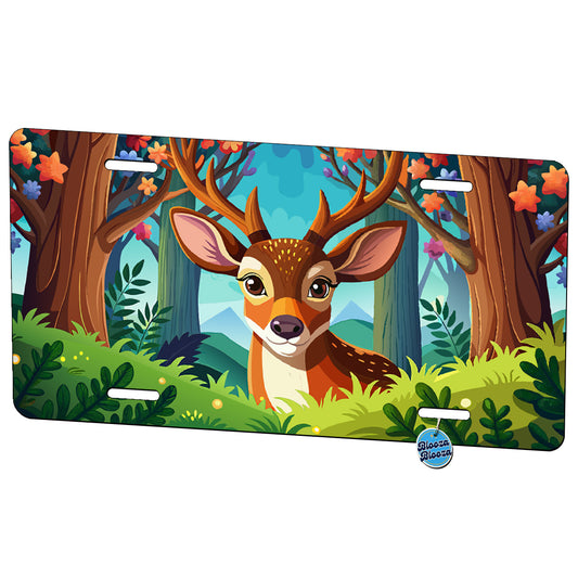Peeking Deer Metal Vanity Novelty Tag License Plate for Trucks Cars SUVs