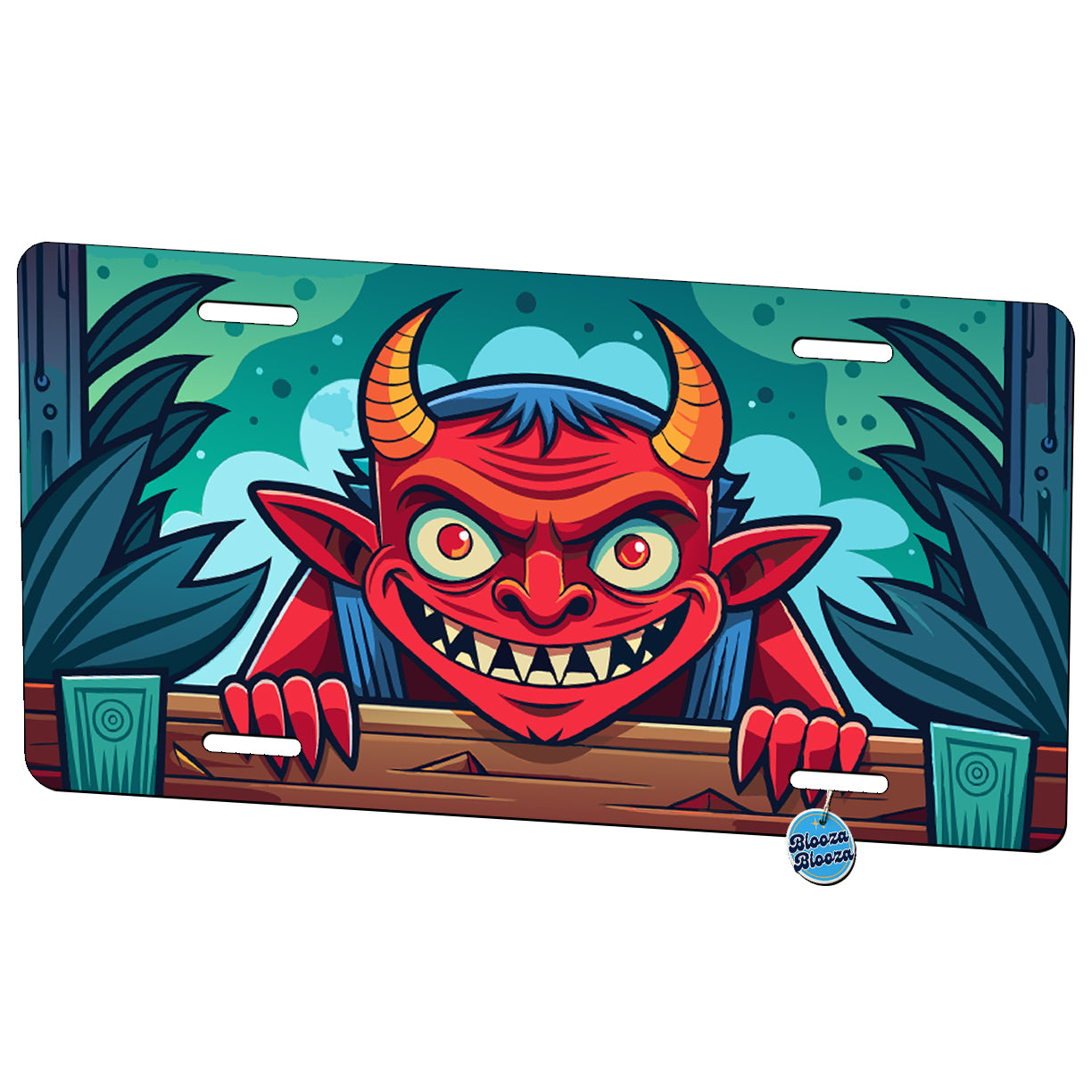 Peeking Devil Metal Vanity Novelty Tag License Plate for Trucks Cars SUVs