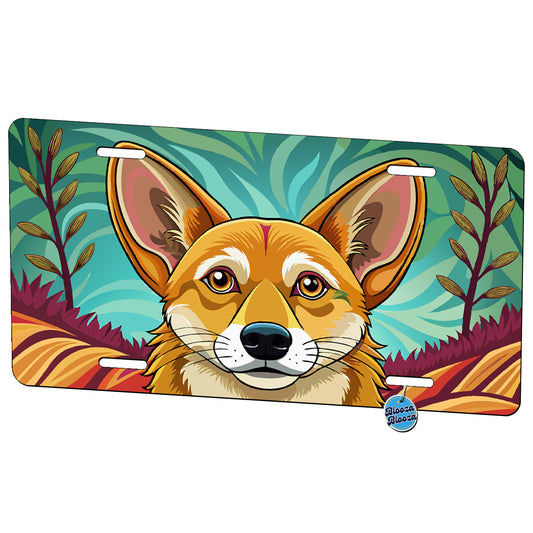 Peeking Dingo Metal Vanity Novelty Tag License Plate for Trucks Cars SUVs