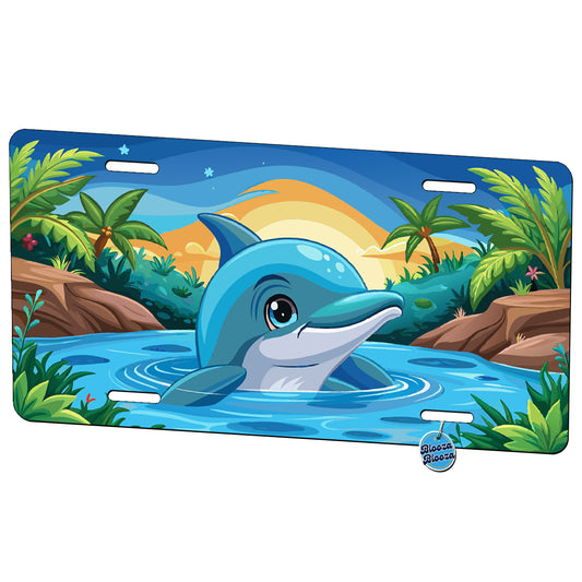 Peeking Dolphin Metal Vanity Novelty Tag License Plate for Trucks Cars SUVs