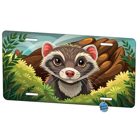 Peeking Ferret Metal Vanity Novelty Tag License Plate for Trucks Cars SUVs