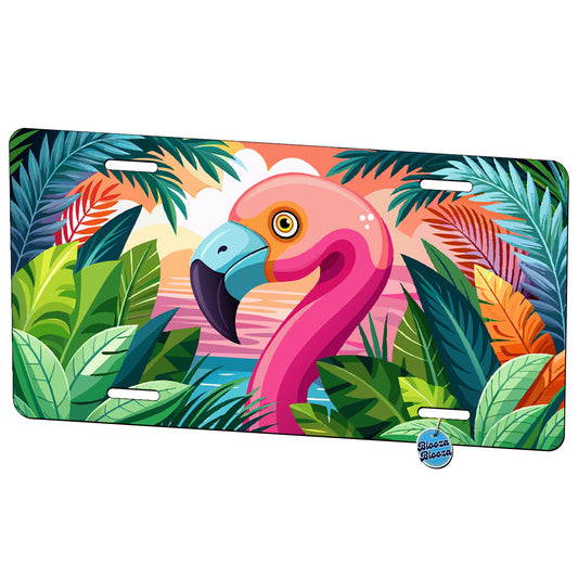 Peeking Flamingo Metal Vanity Novelty Tag License Plate for Trucks Cars SUVs