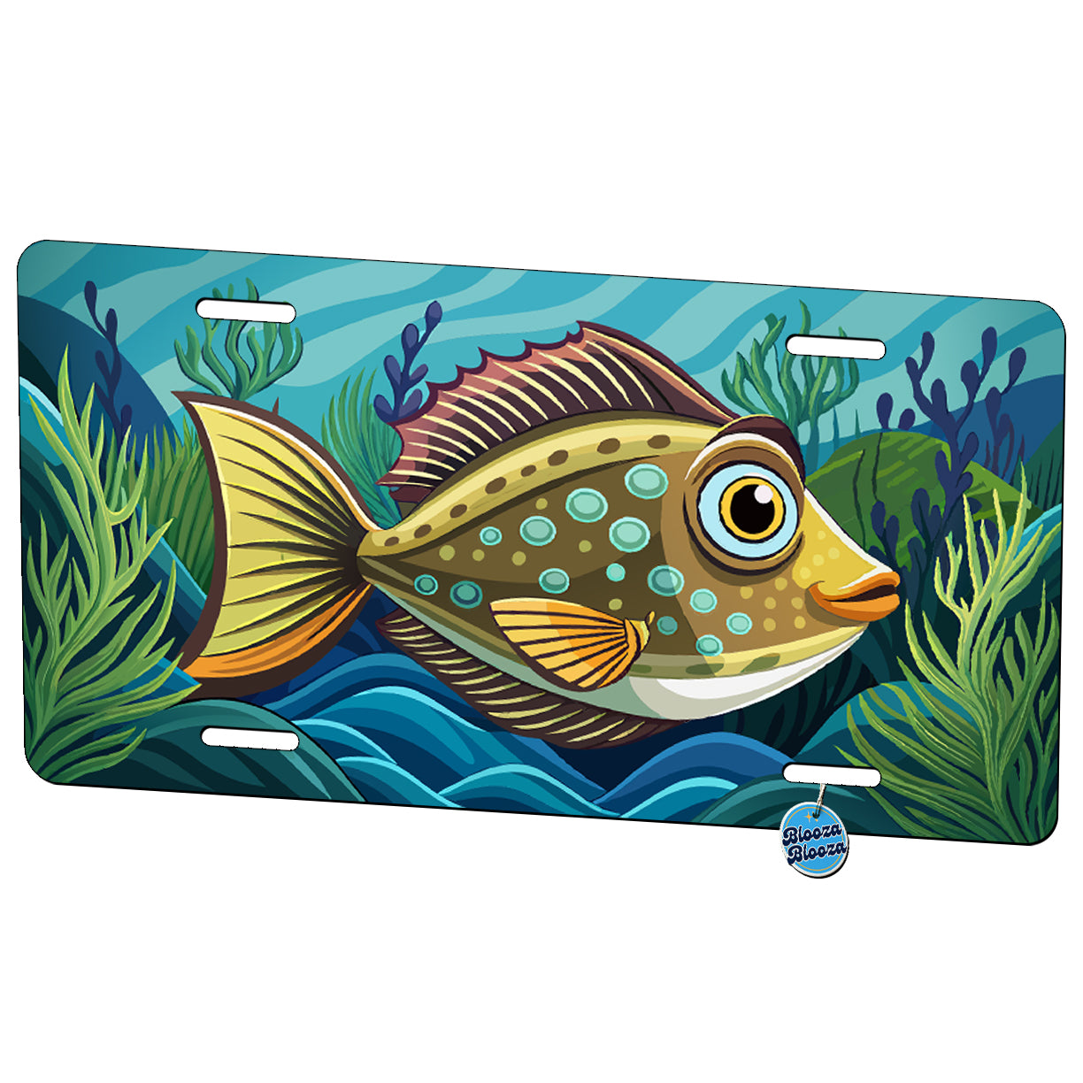 Peeking Flounder Fish Metal Vanity Novelty Tag License Plate for Trucks Cars SUVs