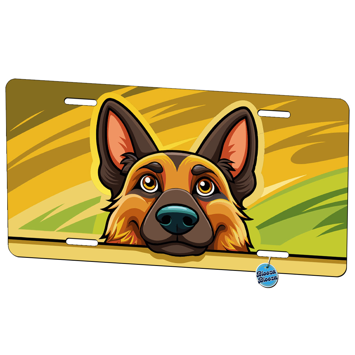 Peeking German Shepherd Dog Metal Vanity Novelty Tag License Plate for Trucks Cars SUVs