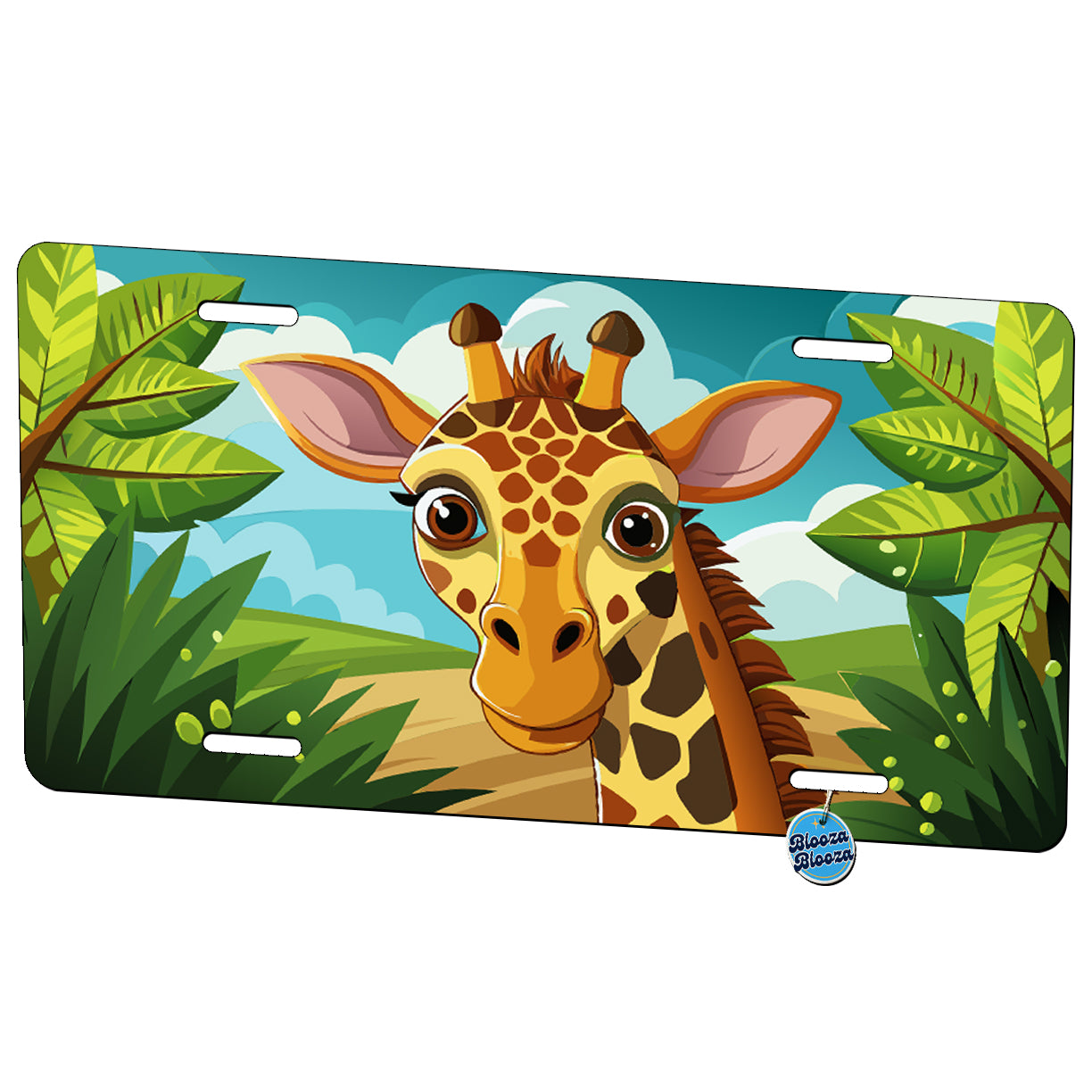 Peeking Giraffe Metal Vanity Novelty Tag License Plate for Trucks Cars SUVs