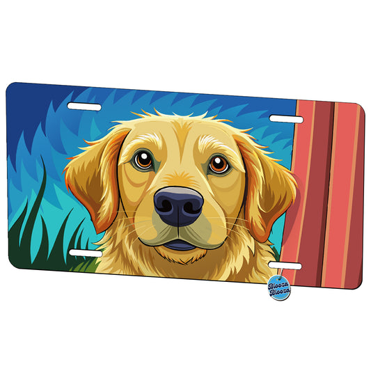 Peeking Golden Retriever Metal Vanity Novelty Tag License Plate for Trucks Cars SUVs