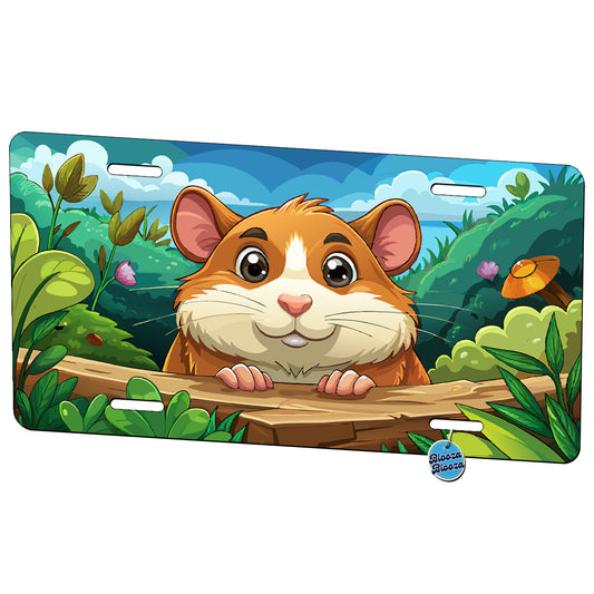 Peeking Hamster Metal Vanity Novelty Tag License Plate for Trucks Cars SUVs
