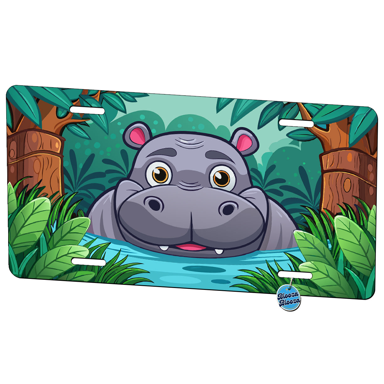 Peeking Hippopotamus Metal Vanity Novelty Tag License Plate for Trucks Cars SUVs