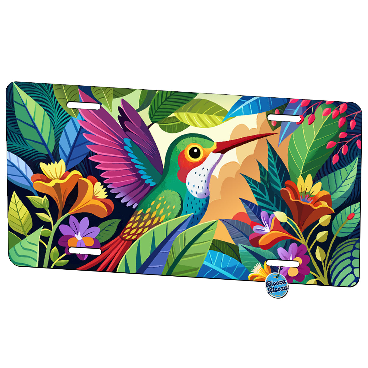 Peeking Hummingbird Pretty Metal Vanity Novelty Tag License Plate for Trucks Cars SUVs