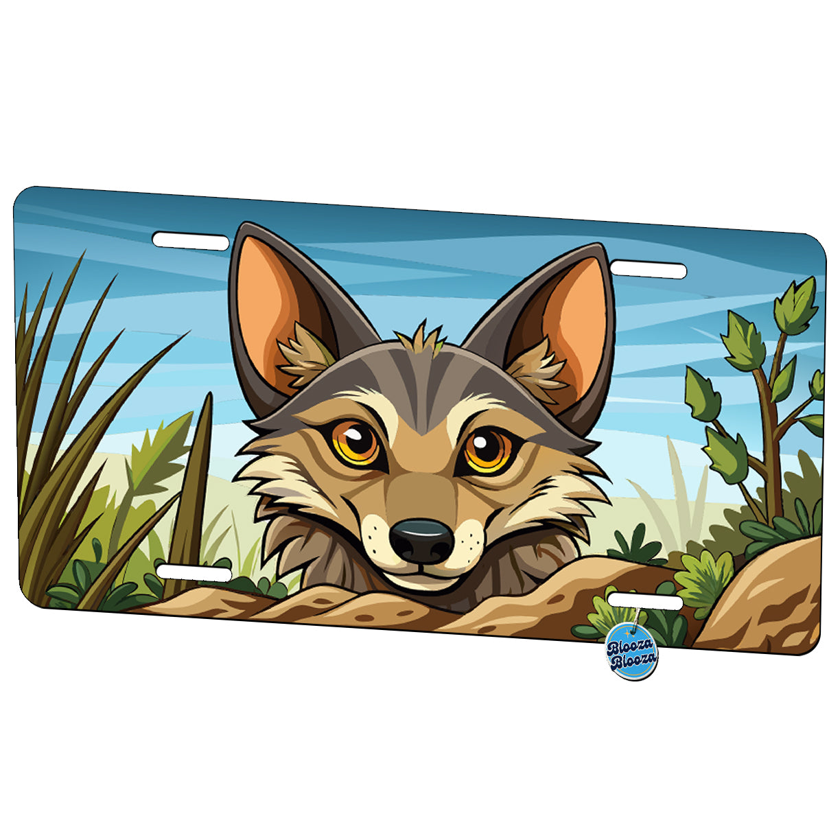 Peeking Jackal Metal Vanity Novelty Tag License Plate for Trucks Cars SUVs