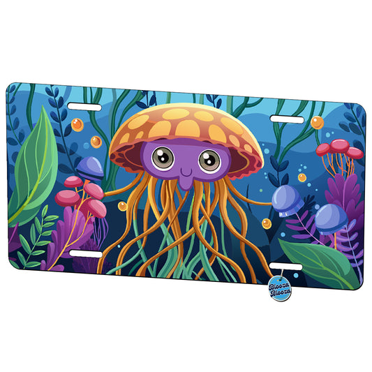 Peeking Jellyfish Metal Vanity Novelty Tag License Plate for Trucks Cars SUVs
