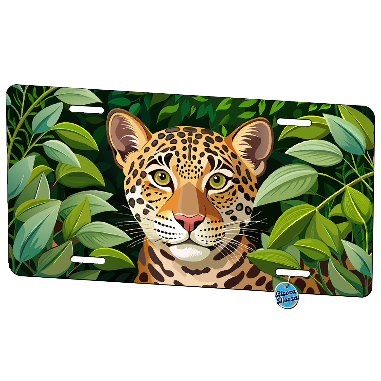 Peeking Leopard Metal Vanity Novelty Tag License Plate for Trucks Cars SUVs