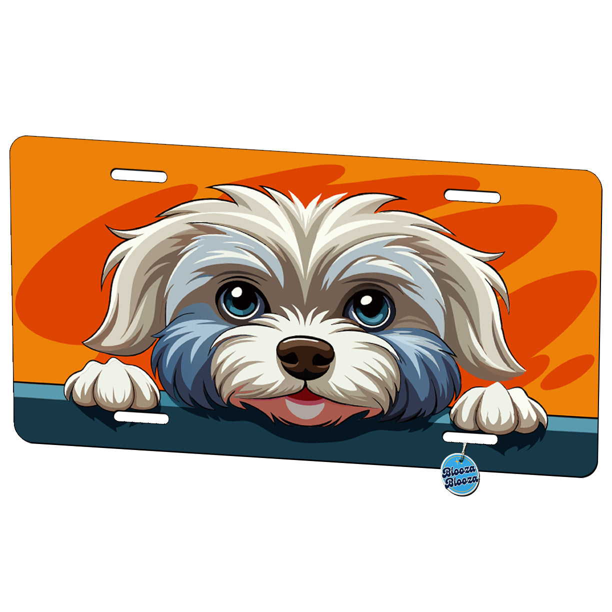 Peeking Maltese Dog Metal Vanity Novelty Tag License Plate for Trucks Cars SUVs