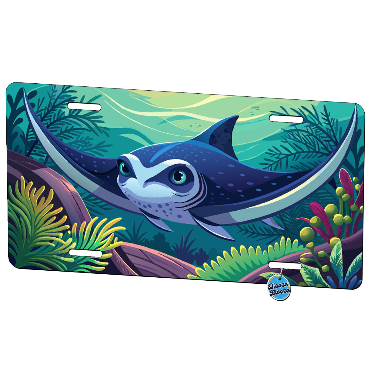 Peeking Manta Ray Metal Vanity Novelty Tag License Plate for Trucks Cars SUVs