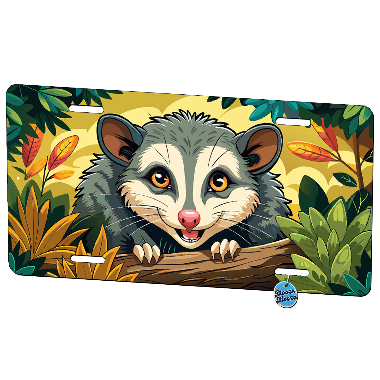 Peeking Opossum Smiling Metal Vanity Novelty Tag License Plate for Trucks Cars SUVs