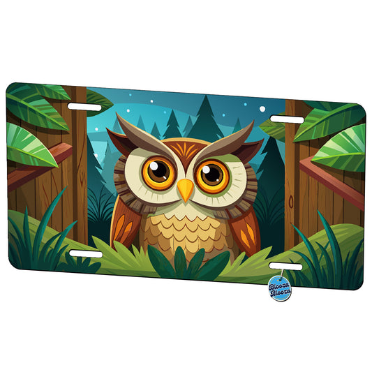 Peeking Owl Bird Metal Vanity Novelty Tag License Plate for Trucks Cars SUVs